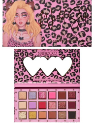 Paleta de farduri Kevin&Coco 18 nuante imprimeu leopard-print roz oglinda interioara dreptunghiulara 19 x 10 cm 180 g multicolor 