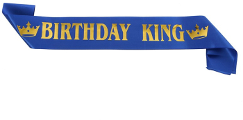 Panglica pentru Aniversare Flippy Model Birthday King Tematica Aniversare 160x9.5 cm Albastru 