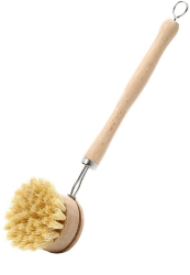 Perie de Curatat Vase si Alimente Flippy din Lemn de Fag cu Coada 24 x 5.8 cm Perie din Sisal Crem