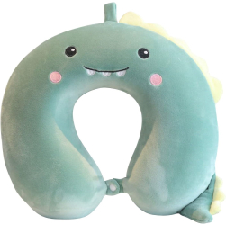 Perna de Calatorie in Forma de U Flippy Pentru Gat si Cap Umplutura din Spuma cu Memorie 30x30 cm Model Dinozaur Accesoriu de Voiaj B 