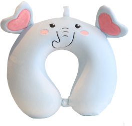 Perna de Calatorie in Forma de U Flippy Pentru Gat si Cap Umplutura din Spuma cu Memorie 30x30 cm Model Elefant Accesoriu de Voiaj Bi 