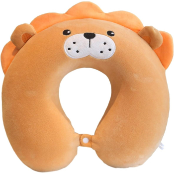 Perna de Calatorie in Forma de U Flippy Pentru Gat si Cap Umplutura din Spuma cu Memorie 30x30 cm Model Leu Accesoriu de Voiaj Birou 