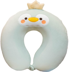 Perna de Calatorie in Forma de U Flippy Pentru Gat si Cap Umplutura din Spuma cu Memorie 30x30 cm Model Pinguin Accesoriu de Voiaj Bi 