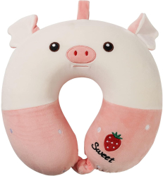 Perna de Calatorie in Forma de U Flippy Pentru Gat si Cap Umplutura din Spuma cu Memorie 30x30 cm Model Purcelus Accesoriu de Voiaj B 