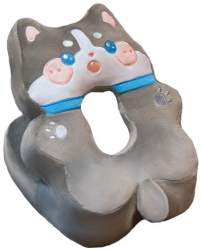 Perna din Spuma Flippy pentru Birou Calatorii Model Husky Lavabila Umplutura de Bumbac Spatiu Cap in Forma de 8 30x35x30 cm Gri