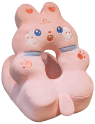 Perna din Spuma Flippy pentru Birou Calatorii Model Iepure Lavabila Umplutura de Bumbac Spatiu Cap in Forma de 8 30x35x30 cm Roz 