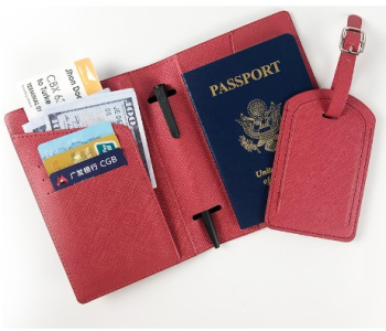 Portofel pentru Pasaport si Carduri Flippy 23x16 cm 70g din Piele PU Suport Pix Accesoriu Suport Eticheta Unisex Multifunctional Ro 