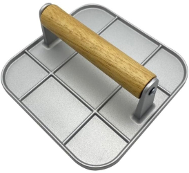 Presa Manuala pentru Carne Flippy din Aliaj de Aluminiu Maner din Lemn Presa pentru Burgeri Usor de Curatat si Folosit Patrata 16x16x 