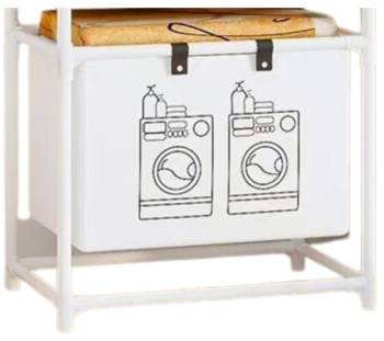 Raft/Cos Depozitare Haine Murdare Flippy pentru Baie 1 Cos Cadru de Otel Inoxidabil 97 x 44 x 57 cm Alb 