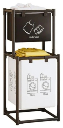 Raft/Cos Depozitare Haine Murdare Flippy pentru Baie cu 2 Etaje 2 Cosuri Cadru de Otel Inoxidabil 97 x 44 x 31 cm Negru 
