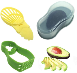 Recipient de Depozitare Avocado 5in1 Flippy Etans pentru Frigider din Plastic Dispozitiv de Taiat Curatat Feliat 15x4.5x7 cm Gri 