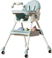 Scaun de Masa pe Roti pentru Copii Flippy 2 Tavite si Husa Detasabile Multifunctional Stabil Centura de Siguranta Spatar Reglabil Moal 