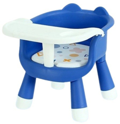 Scaun de Masa pentru Copii Flippy 2 in 1 Tavita Detasabila Spatar Ergonomic +6 Luni Inaltime 36 cm Albastru 