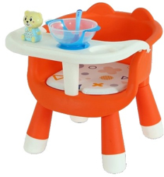 Scaun de Masa pentru Copii Flippy 2 in 1 Tavita Detasabila Spatar Ergonomic +6 Luni Inaltime 36 cm Portocaliu 