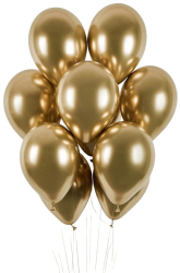 Set 10 Baloane din Latex Chrome Flippy Model Party 13 cm Gold 1 g 