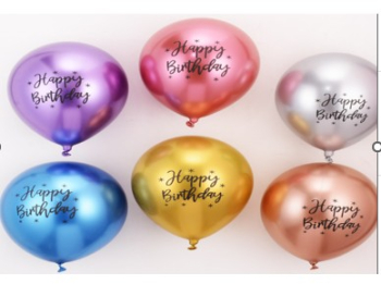 Set 10 Baloane din Latex Chrome Flippy Model Party La Multi Ani 23 cm Multicolor 2.2 g 