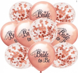 Set 10 Baloane din Latex Flippy Model Party Bride To Be 30 cm Roz Transparent Confetti 2.8 g 