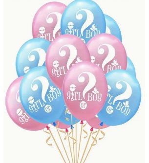Set 10 Baloane din Latex Flippy Model Party Gender Reveal 30 cm Roz Albastru 2.8 g 