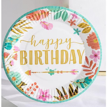 Set 10 farfurii cu design Happy Birthday 18 cm model 2 