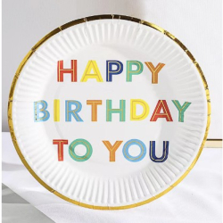 Set 10 farfurii cu design Happy Birthday 18 cm model 3 