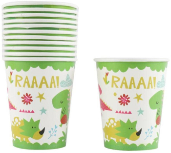 Set 10 Pahare Petrecere Flippy Colectia Dino Park 8.5 x 7 x 5 cm din Carton Multicolor 