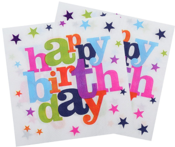 Set 10 Servetele de Masa Flippy Colectia Happy Birthday 32 x 32 cm din Hartie Multicolor 