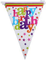 Set 10 Stegulete Tip Banner Flippy Colectia Happy Birthday 270 cm Lungime din Hartie Cretata Multicolor 