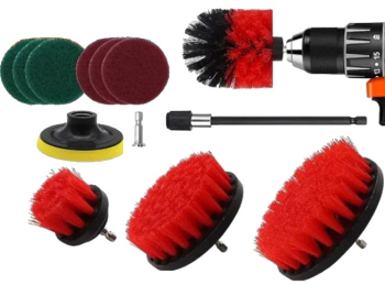 Set 12 Accesorii pentru Curatare Auto Flippy Interior si Exterior Rosu 