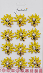 Set 12 Brose Martisor Albina pe Floare Galbena 