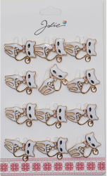 Set 12 Brose Martisor Pisica Alba cu Pietre 