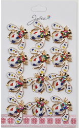 Set 12 Brose Martisor Primavara Albina Alba cu Inimi Colorate 