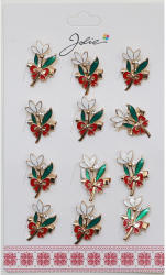 Set 12 Brose Martisor Primavara Ghiocel cu Fundita Rosie 