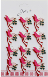 Set 12 Brose Martisor Primavara Pasare cu Trifoi in Cioc 