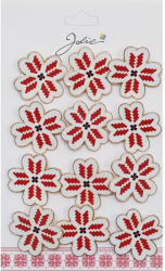 Set 12 Brose Martisor Primavara Trifoi cu Motiv Traditional Rosu 