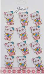 Set 12 Brose Martisor Urs Panda cu Floare Multicolora 