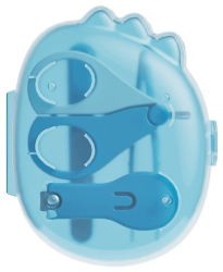 Set 4in1 de Ingrijire Unghii pentru Bebelusi Flippy Cutie de Depozitare Dinozaur Transparent 0-6 Ani 11.5 x 9 x 3 cm Albastru 
