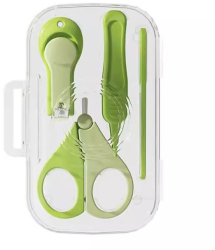 Set 4in1 de Ingrijire Unghii pentru Bebelusi Flippy Cutie de Depozitare Texturata 0-6 Ani 13.6x8x2 cm Verde 