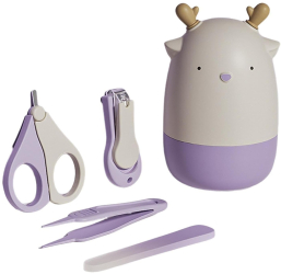 Set 4in1 de Ingrijire Unghii pentru Bebelusi Flippy Cutie de Depozitare Tip Cerb 0-6 Ani 11 x 6 x 11 cm Mov 