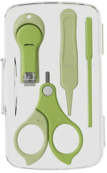 Set 4in1 de Ingrijire Unghii pentru Bebelusi Flippy Cutie de Depozitare Transparenta 0-6 Ani 13.6x8x2 cm Verde 