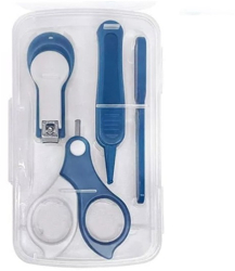 Set 4in1 de Ingrijire Unghii pentru Bebelusi Flippy Cutie de Depozitare Transparenta 0-6 Ani 13.6x8x2 cm Albastru Marin 