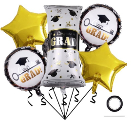 Set 5 baloane folie Absolvire auriu/negru model 3 