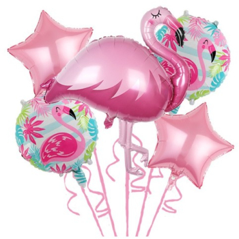 Set 5 Baloane Folie Flamigo Party 60 -90 cm Rose 