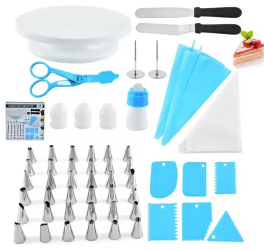 Set 55 Piese Ustensile pentru Ornare Prajituri Flippy din Plastic si Otel Inoxidabil Multicolor 