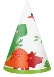 Set 6 Coifuri cu Dinozauri Flippy Accesorii pentru Petrecere Tematica Aniversare 19x15 cm Multicolor 