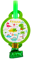 Set 6 Suflatori Flippy Colectia Dino Park 12 x 7 cm din Carton/Plastic/Hartie Multicolor 