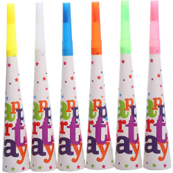 Set 6 Suflatori Flippy Colectia Happy Birthday 20 cm din Carton Multicolor 
