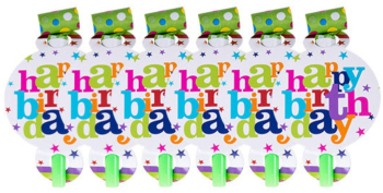 Set 6 Suflatori Happy Birthday Flippy pentru Petrecere Tematica Aniversare 13x7.8 cm Multicolor 