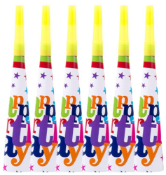 Set 6 Trompete Happy Birthday Flippy pentru Petrecere Tematica Aniversare 18.3x5 cm Multicolor 