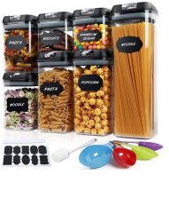 Set 7 Recipiente Organizare Alimente Flippy Inchidere Etansa Etichete Reutilizabile Cupe Masurare 4 Dimensiuni Diferite din Plastic Du 