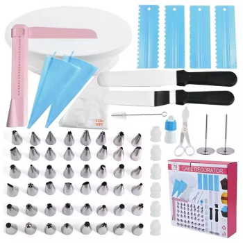 Set 70 Piese Ustensile pentru Ornare Prajituri Flippy din Plastic si Otel Inoxidabil Multicolor 